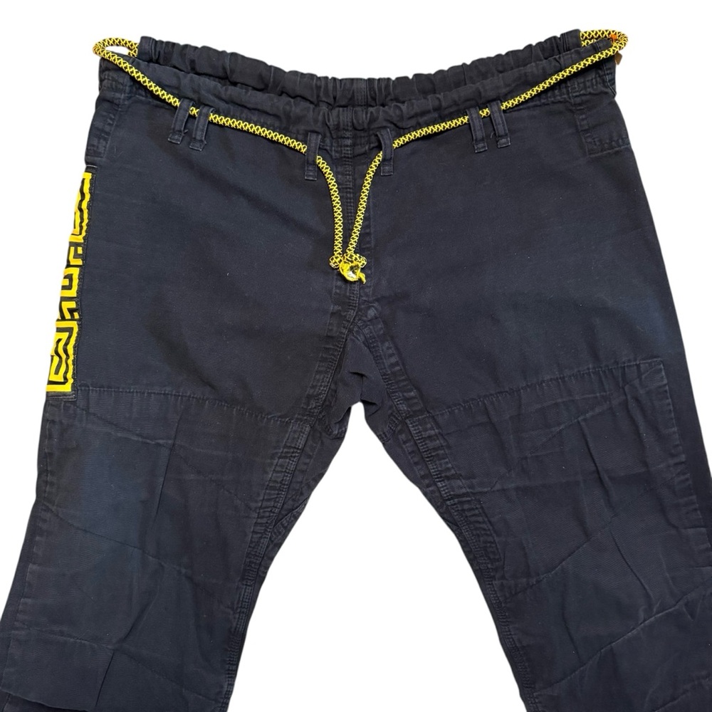 Black jui jitsu Pants with Yellow Accents